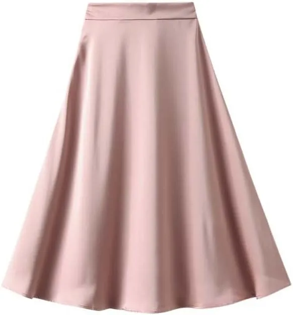 2023 Summer New Silk Slippery Skirt Elegant Slim Medium Length A-line Skirt Women Korean Skirt Office Skirt Pencil Skirt