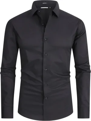 Alex Vando Mens Dress Shirt Easy Care Slim Fit Long Sleeve Cotton Stretch Button Down Shirt