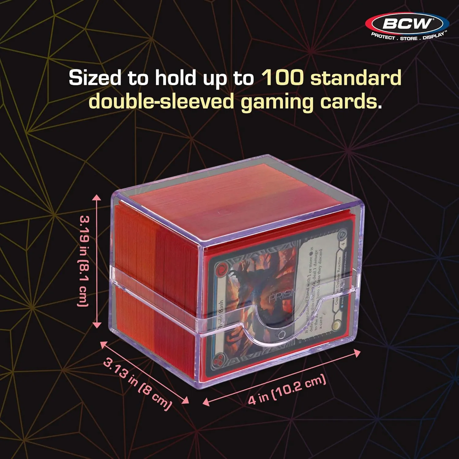 BCW Spectrum Prism Deck Case - Umbrella Black - 1 ct | Secure Snap Closure Card Deck Case | Fits 100 Double-Sleeved Cards | Trading Card Deck Storage Ideal for Magic the Gathering, Pokemon, and More