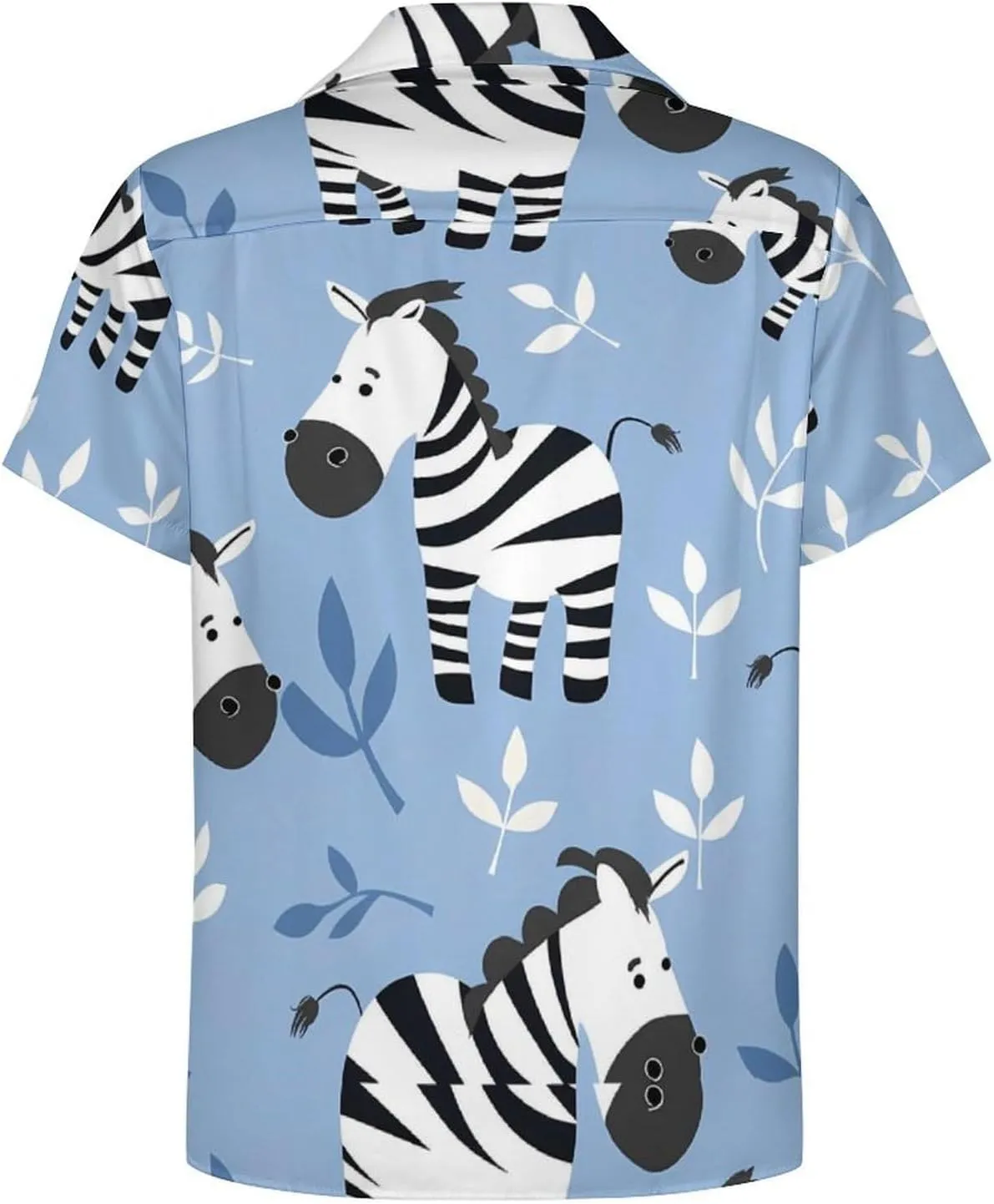 Cartoon Zebra Print Men's Hawaiian Shirt Cuban Collar Shirt Short Sleeve Button Down Tops Beach T Shirts