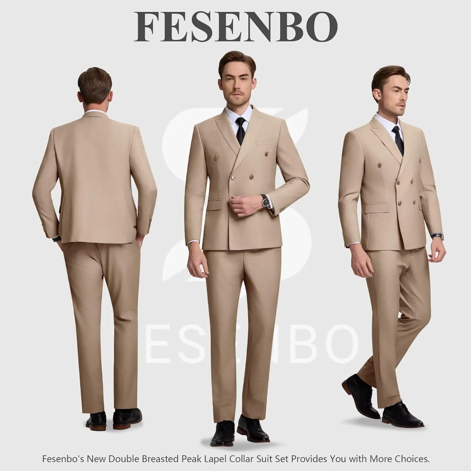 Double Breasted Suit Men Slim Fit 2 Pieces Suit Blazer Pants Formal 2 Button Tuxedo Jacket for Wedding Business Prom