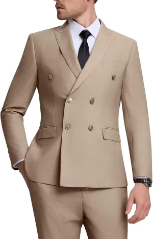 Double Breasted Suit Men Slim Fit 2 Pieces Suit Blazer Pants Formal 2 Button Tuxedo Jacket for Wedding Business Prom
