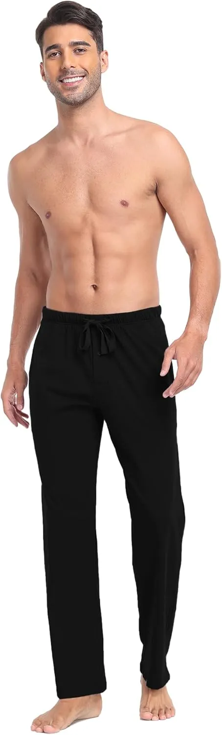 EA'S SECRET Men's 100% Cotton Pajama Bottoms Stretch Waist Soft Drawstring Sleep Lounge Pj Pants with Pockets