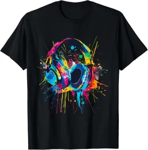 Headphones Music DJ Music Headphones Splash EDM Music Lover T-Shirt