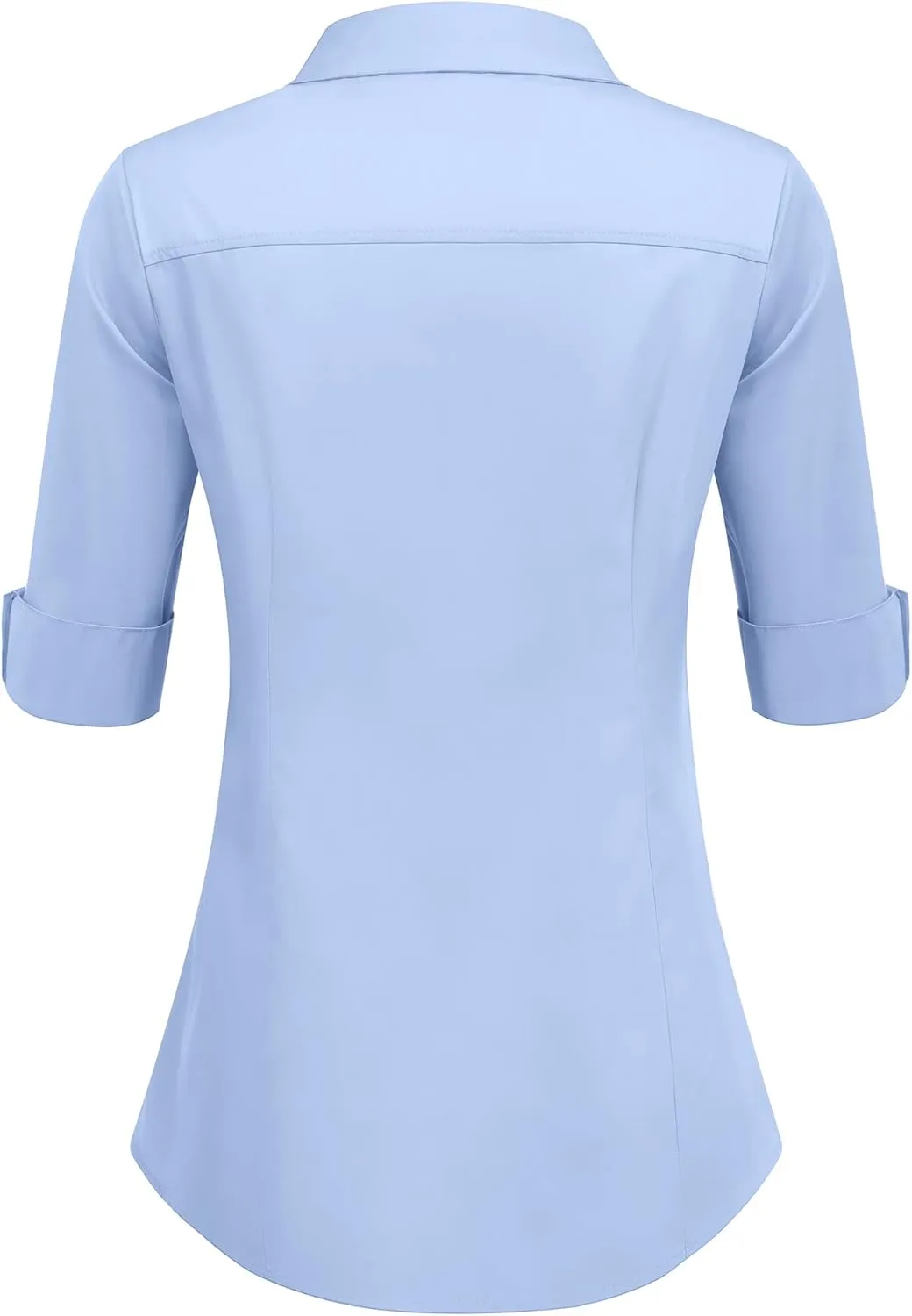 HOTOUCH Womens 3/4 Sleeve Button Down Shirt Slim Fit Work Blouses Cotton Dress Shirts Office Tops