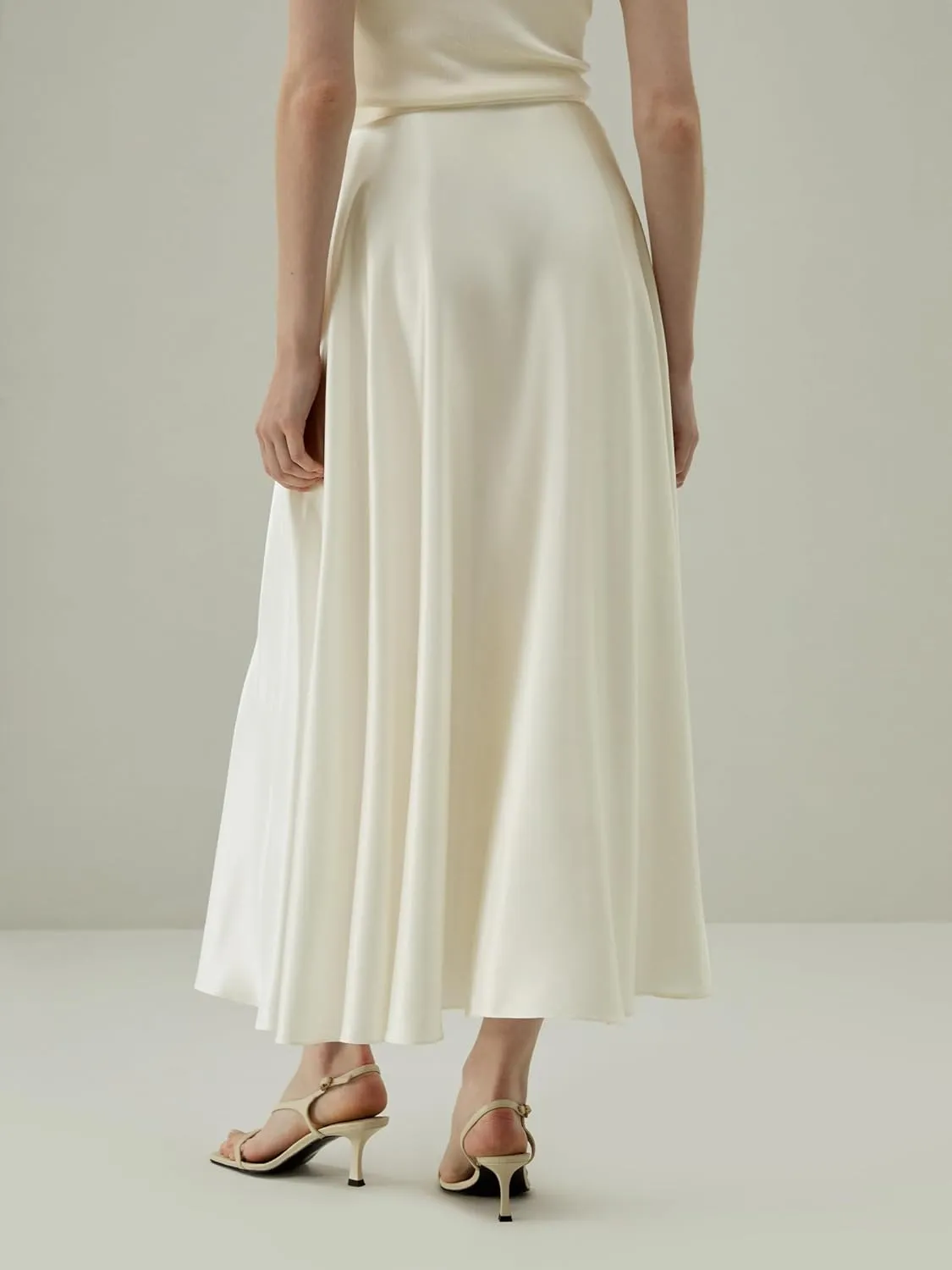 LilySilk 100% Silk Flowy Maxi Skirt for Women A Line Zipper Up Dress with Side Pockets