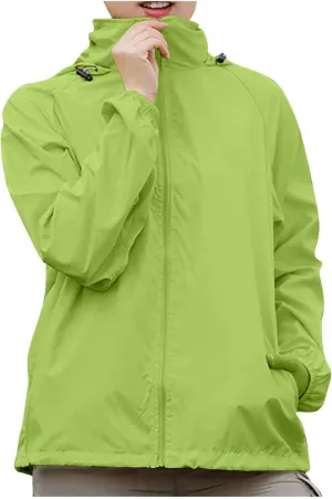 Rain Jacket Women Waterproof Lightweight Windbreaker Jacket with Hood Outdoor Sports Packable Raincoat with Pockets