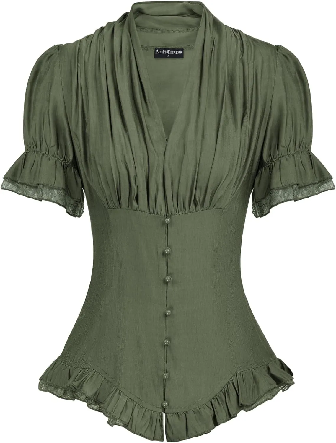 Scarlet Darkness Womens Work Tops Dressy Casual 2025 Elegant Short Puff Sleeve Victorian Peasant Blouses