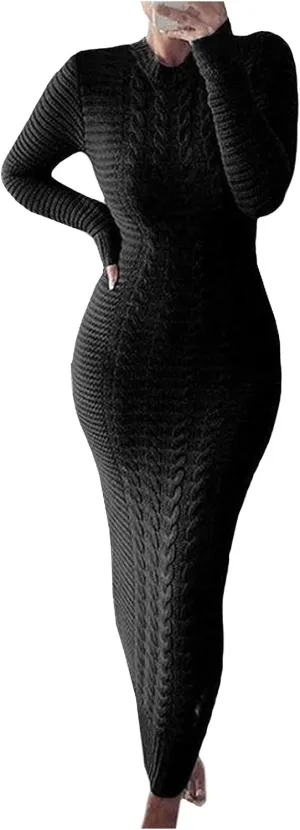 Sweater Dresses for Women,Sexy Bodycon Long Sleeve Dress for Winter Plus Size Pullover Dress for Party Evening
