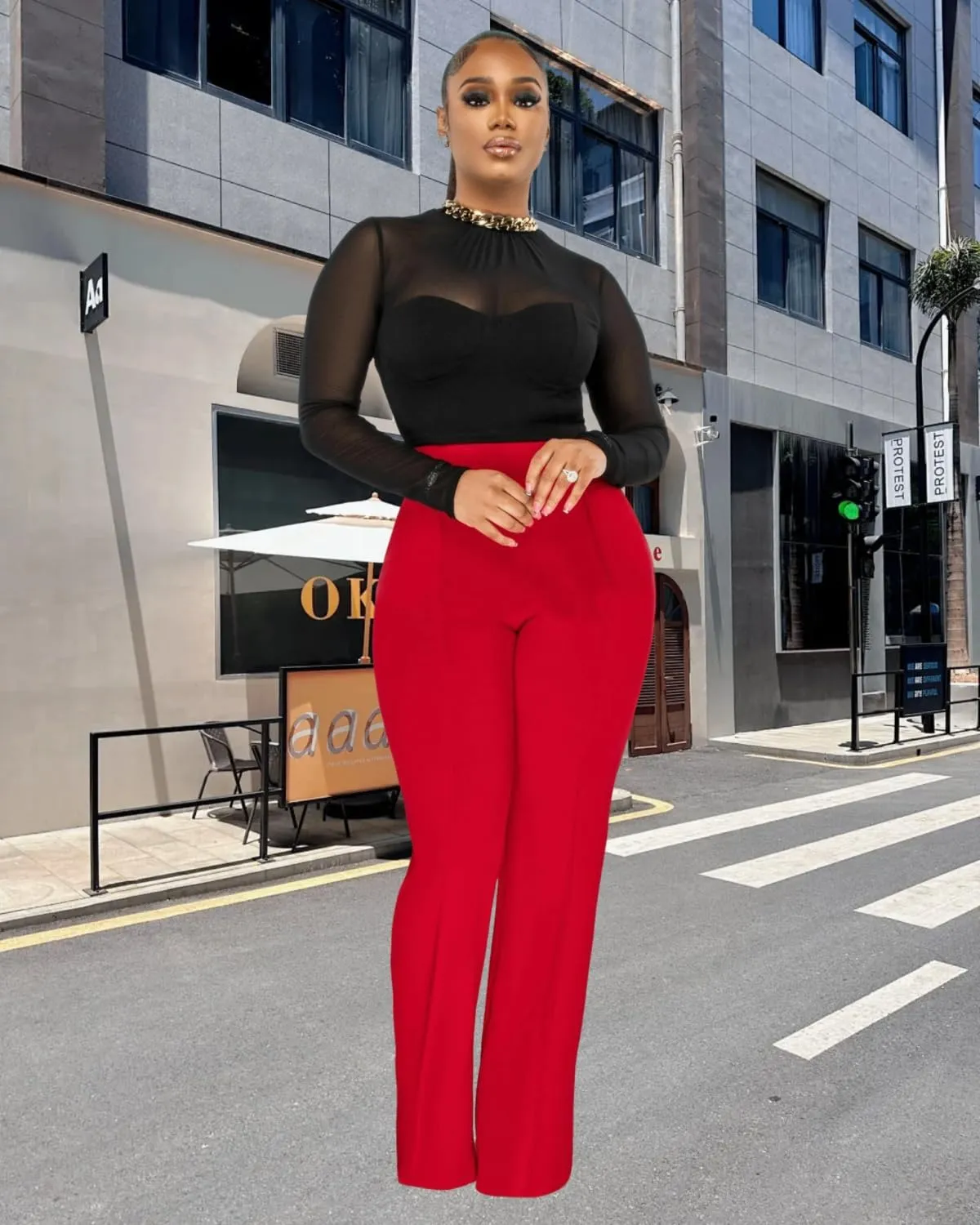 Women Stretchy Straight Leg Dress Pants Comfy Solid Classic High Waisted Wide Leg Long Bootcut Pant Slacks Work Office